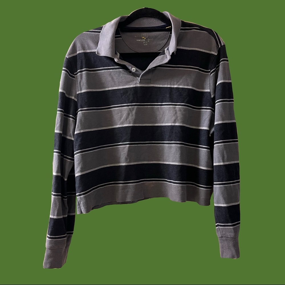 gray and navy cropped long sleeve from club room
